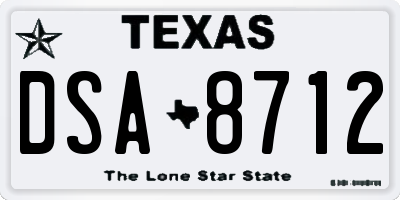 TX license plate DSA8712