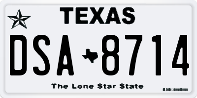 TX license plate DSA8714