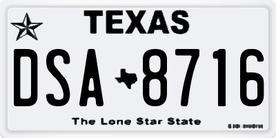 TX license plate DSA8716