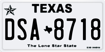 TX license plate DSA8718