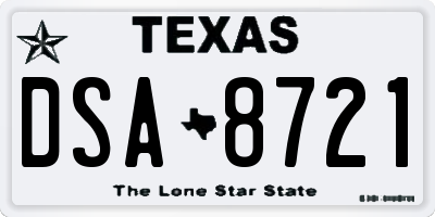 TX license plate DSA8721