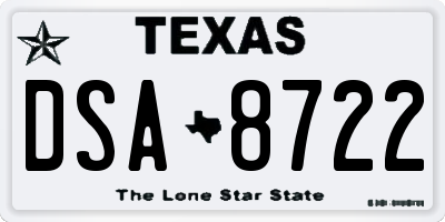 TX license plate DSA8722