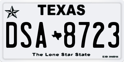TX license plate DSA8723