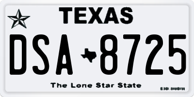 TX license plate DSA8725