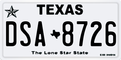 TX license plate DSA8726