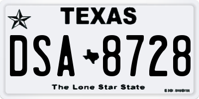 TX license plate DSA8728