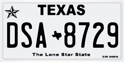 TX license plate DSA8729