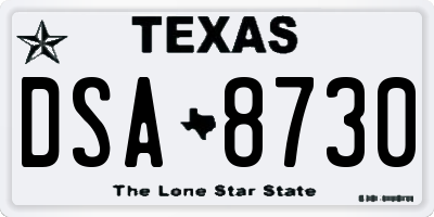TX license plate DSA8730