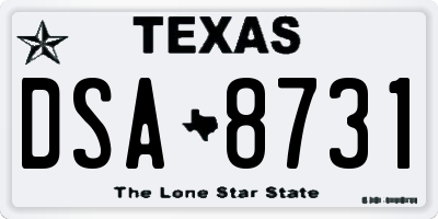 TX license plate DSA8731