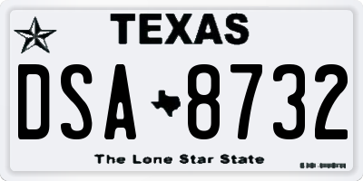 TX license plate DSA8732