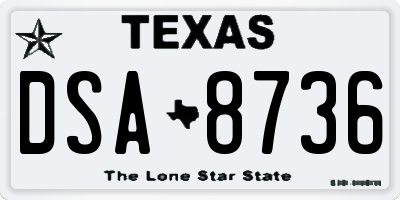 TX license plate DSA8736