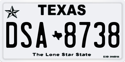TX license plate DSA8738