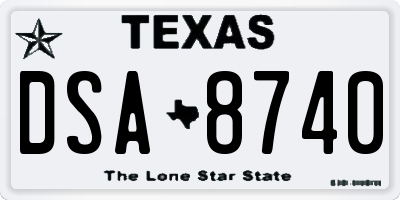 TX license plate DSA8740