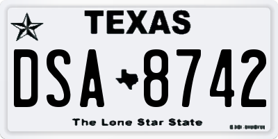 TX license plate DSA8742