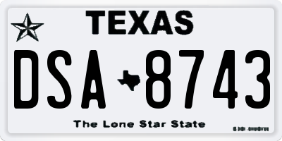 TX license plate DSA8743