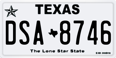 TX license plate DSA8746