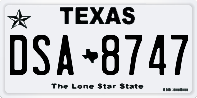 TX license plate DSA8747