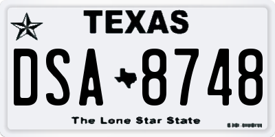 TX license plate DSA8748