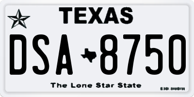 TX license plate DSA8750