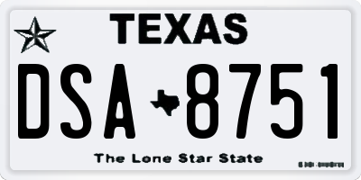 TX license plate DSA8751