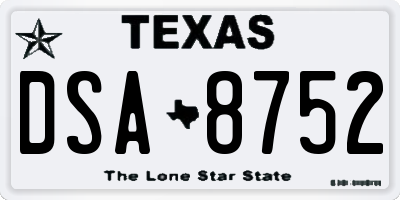 TX license plate DSA8752