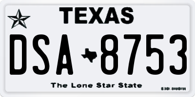 TX license plate DSA8753