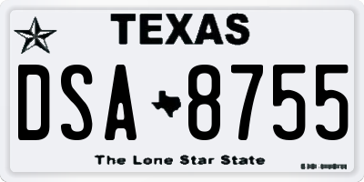 TX license plate DSA8755