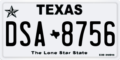 TX license plate DSA8756