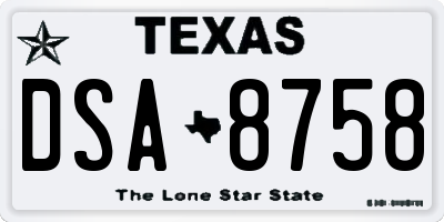TX license plate DSA8758