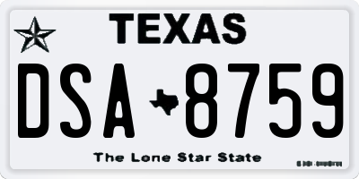 TX license plate DSA8759