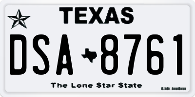 TX license plate DSA8761