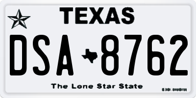 TX license plate DSA8762