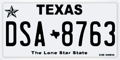 TX license plate DSA8763