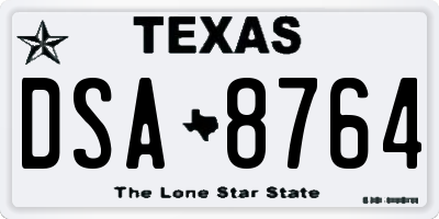 TX license plate DSA8764