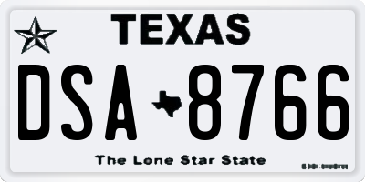 TX license plate DSA8766