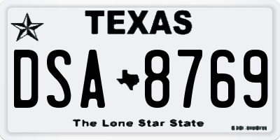 TX license plate DSA8769