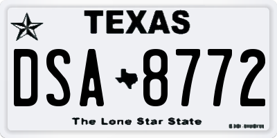 TX license plate DSA8772