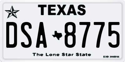 TX license plate DSA8775
