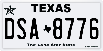 TX license plate DSA8776