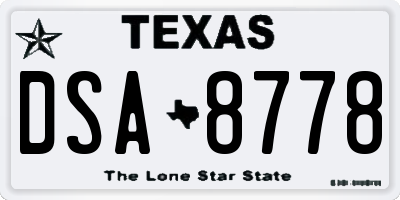TX license plate DSA8778