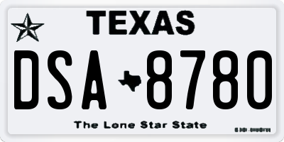 TX license plate DSA8780