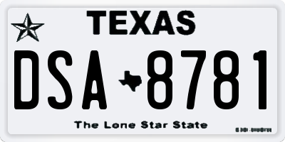 TX license plate DSA8781
