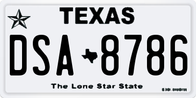 TX license plate DSA8786