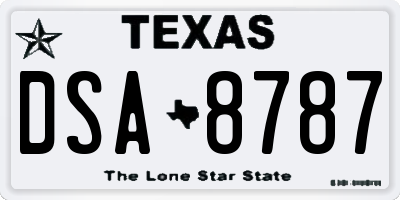 TX license plate DSA8787
