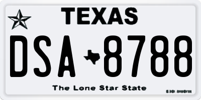 TX license plate DSA8788