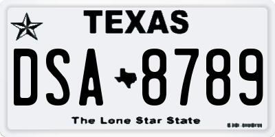 TX license plate DSA8789