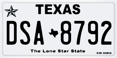 TX license plate DSA8792