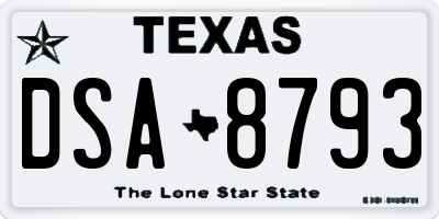 TX license plate DSA8793