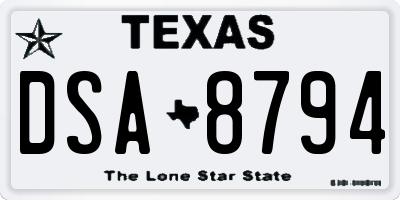 TX license plate DSA8794