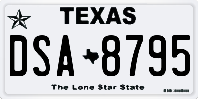 TX license plate DSA8795
